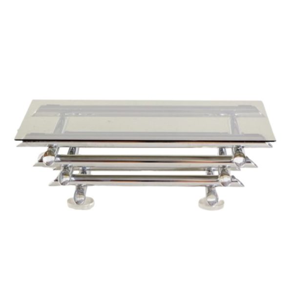 Sculpture-Like Chrome Coffee Table, 1980s