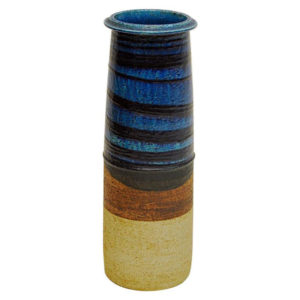 Ceramic blue and brown vase by Inger Persson for Rörstrand, Sweden 1960s