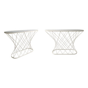White Twisted Console Table 1980s Isamu Noguchi Style USA Mid-century Oval
