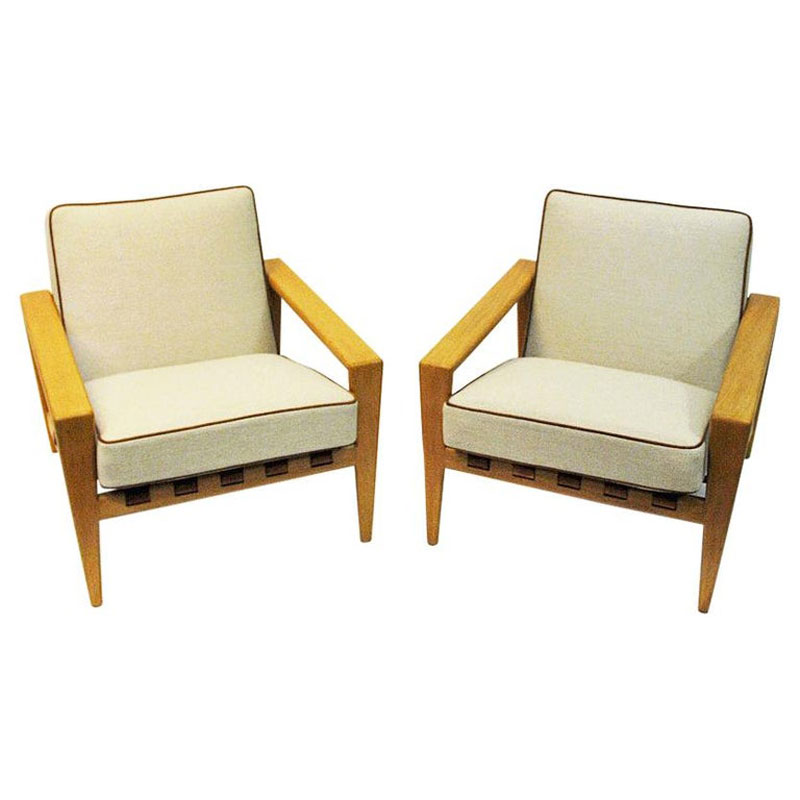 Swedish pair of Oak lounge chairs Bodö by Svante Skogh 1957