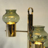 Norwegian Brass Candleholder three arms with green glass Colseth 1960s