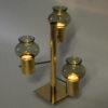 Norwegian Brass Candleholder three arms with green glass Colseth 1960s