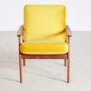 Danish Teak Armchair with New Yellow Velvet Upholstery, 1960s