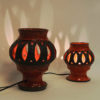 Red glazed ceramic pair of tablelamps by Nykirka Motala Keramik Sweden 1960s