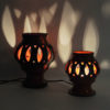 Red glazed ceramic pair of tablelamps by Nykirka Motala Keramik Sweden 1960s