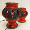 Red glazed ceramic pair of tablelamps by Nykirka Motala Keramik Sweden 1960s