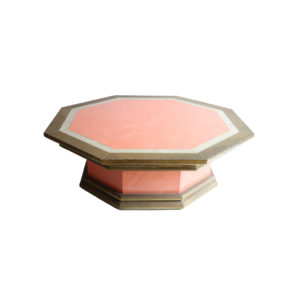 Pink faux-pearl and brass coffee table by Rodolfo Dubarry Marbella 1970s
