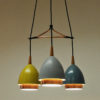 Ceiling lamp with colored metal shades by T. Røste & Co Norway 1950s