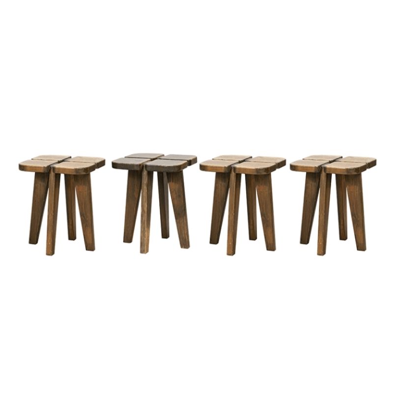 Set of 4 Scandinavian ‘Apila‘ pine stools by Rauni Peippo, 1960s