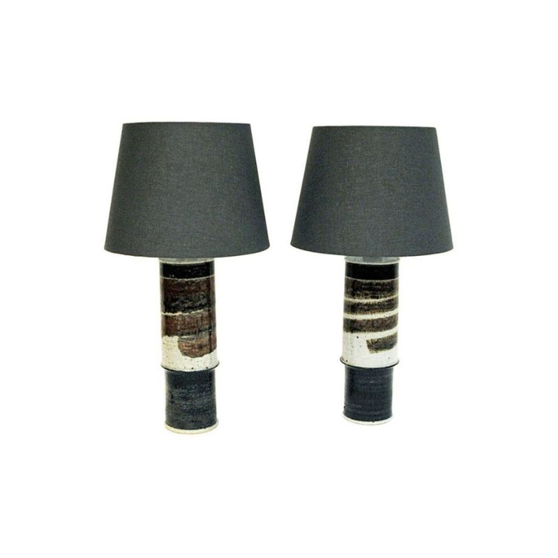 Vintage Stoneware table lamp pair by Inger Persson for Rörstrand, Sweden 1960s