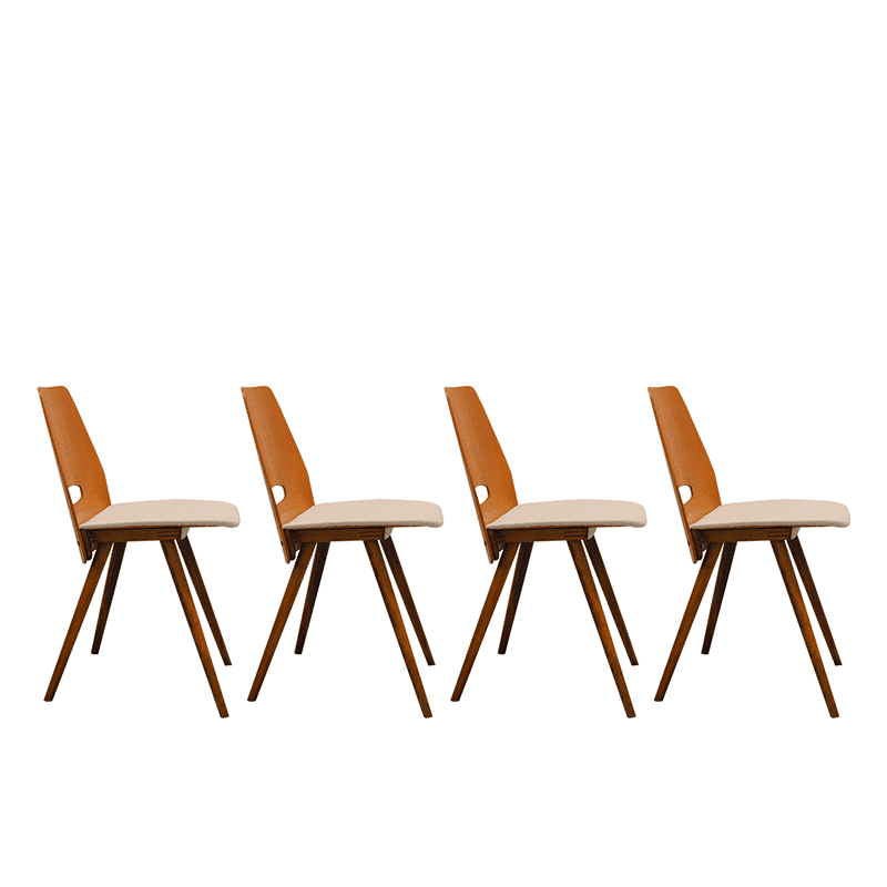 Set of 4 Walnut Dining Chairs by František Jirák for Tatra Nábytok, 1960s