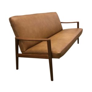 Vintage Danish Sofa in Leather and Teak