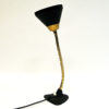 Black metal Table and Walllamp with brass neck by EWÅ Värnamo 1950s, Sweden
