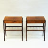 Elegant pair of teak and brass night and side tables -Sweden 1960s