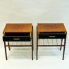 Elegant pair of teak and brass night and side tables -Sweden 1960s