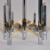 Sciolari chandelier `Chevron` 9 lights brass & chrome, 1970`s ca, Italian Sciolari chandelier `Chevron` 9 lights brass & chrome, 1970`s ca, Italian