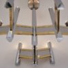 Sciolari chandelier `Chevron` 9 lights brass & chrome, 1970`s ca, Italian Sciolari chandelier `Chevron` 9 lights brass & chrome, 1970`s ca, Italian