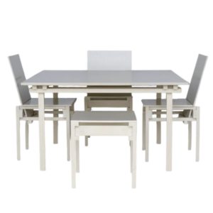 Dining Table & Chairs Set in the Style of Gerrit Rietveld, 1980s, Set of 5