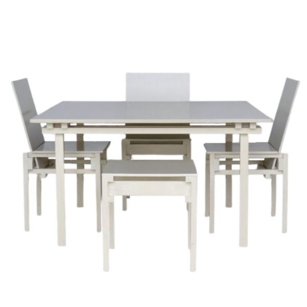 Dining Table & Chairs Set in the Style of Gerrit Rietveld, 1980s, Set of 5