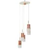 Glass shade pendant with cooper inlay