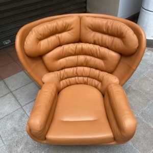Joe Colombo Rare Elda Lounge Chair for Comfort, Italy, 1969, Cognac Leather