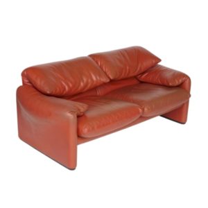 Italian Leather Maralunga Sofa by Vico Magistretti for Cassina