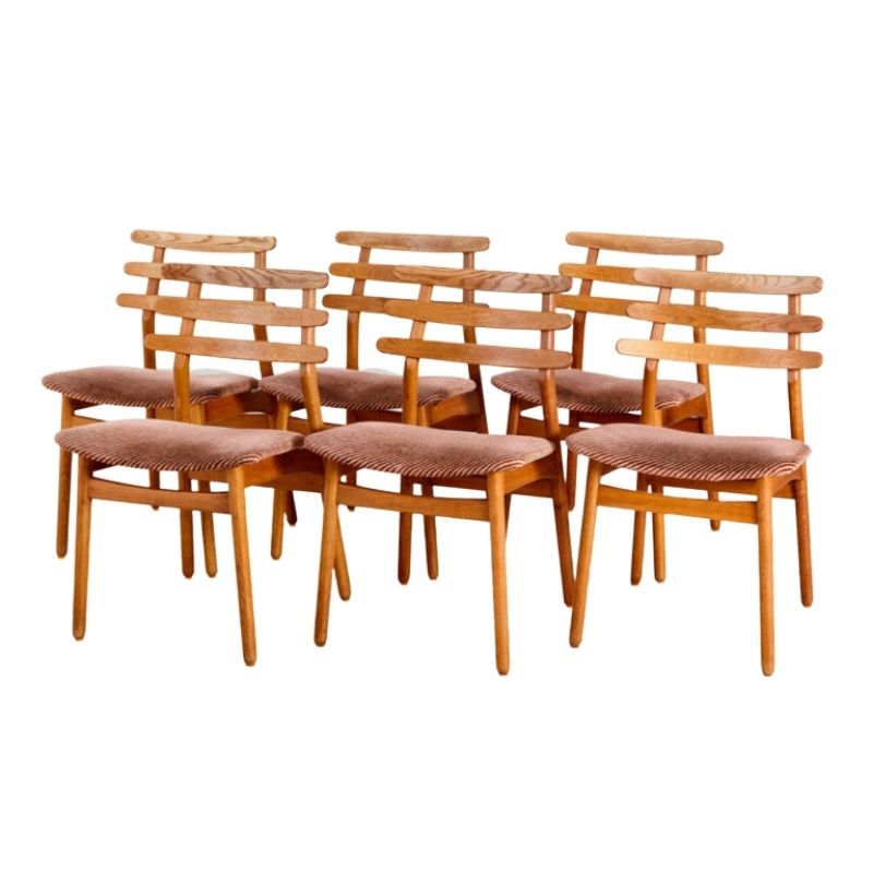 J48 DINING CHAIRS BY POUL M. VOLTHER FOR FDB MØBLER, SET OF 6