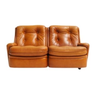 Leather two-seater by Michel Cadestin for Airborne
