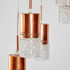 Glass shade pendant with cooper inlay
