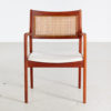 Teak armchair with wicker backrest