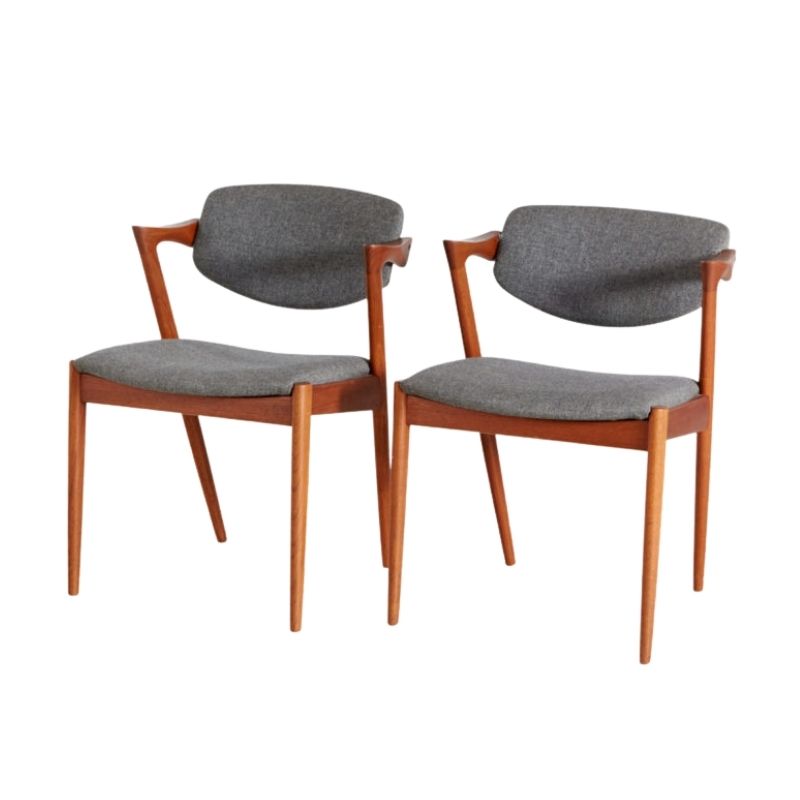 Model 42 teak dining chairs by Kai Kristiansen for Schou Andersen, set of 2