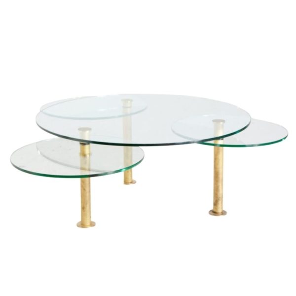 Roundish coffee table on brass legs