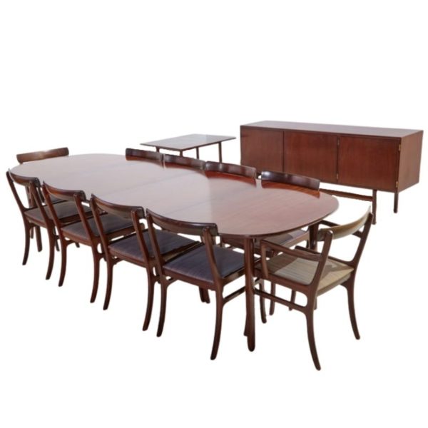 Rungstedlund Mahogany dining set by Ole Wanscher for Poul Jeppesen