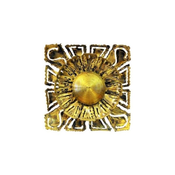 Swedish Brutalist Brass Flower wall lamp by Ingemar Alinder, Lerum 1980s