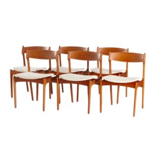 Teak dining chairs by Erik Buch for O.D. Mobler, set of 6