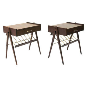 Midcentury dark teak night tables pair from Sweden 1960s