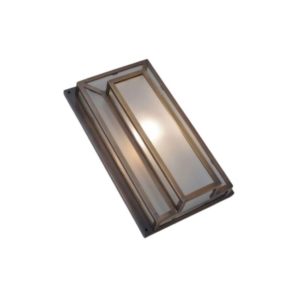 Art Deco style flush wall light, bronze & glass panels,1990`s ca, French
