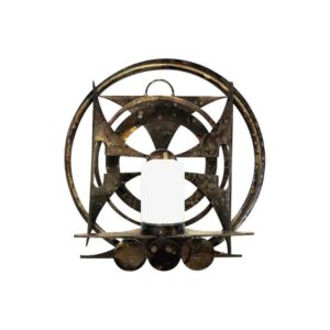 Brustalist metal ornament candlelight holder for walls 1960s Scandinavia