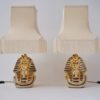 Tutankhamun lamp Vittorio Sabadin, a pair, Capodimonte Porcelain, gilt & hand painted,1980`s ca, Italy