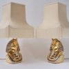 Tutankhamun lamp Vittorio Sabadin, a pair, Capodimonte Porcelain, gilt & hand painted,1980`s ca, Italy