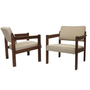 Pair of wooden armchairs from Eastern Europe, 70's.