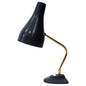 Blue metal table and desk lamp by Asea, Sweden 1950s