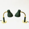 Green metal and brass table- and wall lamp pair from NK, Sweden 1950s