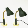 Green metal and brass table- and wall lamp pair from NK, Sweden 1950s