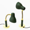 Green metal and brass table- and wall lamp pair from NK, Sweden 1950s