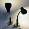 Green metal and brass table- and wall lamp pair from NK, Sweden 1950s