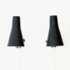 Blue metal cone shaped wall sconces pair by Asea - Sweden 1950s Blue metal cone shaped wall sconces pair by Asea - Sweden 1950s
