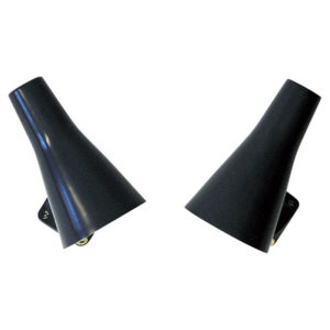 Blue metal cone shaped wall sconces pair by Asea - Sweden 1950s