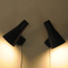 Blue metal cone shaped wall sconces pair by Asea - Sweden 1950s Blue metal cone shaped wall sconces pair by Asea - Sweden 1950s