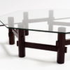 Italian styled coffee table in rosewood with glass top